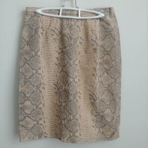 Jerry Lewis genuine leather snakeskin look tan gray skirt size 10
